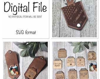 Leather Keychain SVG/Keychain with Tab/Customizable Keychain SVG/Opening Keychain/Leather Laser File/Leather Cuff Laser File/Glowforge File