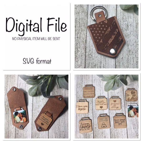 Leather Keychain SVG/Keychain with Tab/Customizable Keychain SVG/Opening Keychain/Leather Laser File/Leather Cuff Laser File/Glowforge File