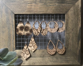 Floral and Leaf Earring SVG/ Wood Earring SVG/ Laser Earring SVG/Fall Earring Svg/ Autumn Earring svg/Glowforge Earring File/ Earring svg