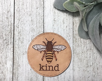 Bee Hat Patch SVG/Be Kind Leather Patch/Patch SVG/Leather Patch Laser File/Laser SVG File/Leather Hat Patch Cut File/Glowforge Digital Svg
