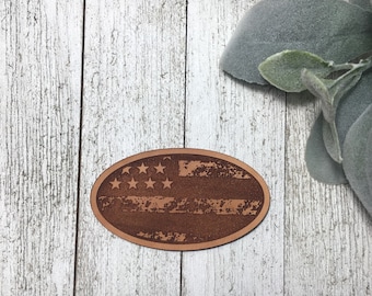 Flag Hat Patch SVG/Patriotic Leather Patch/Patch SVG/Leather Patch Laser File/Laser SVG File/Leather Hat Patch Cut File/Digital Download