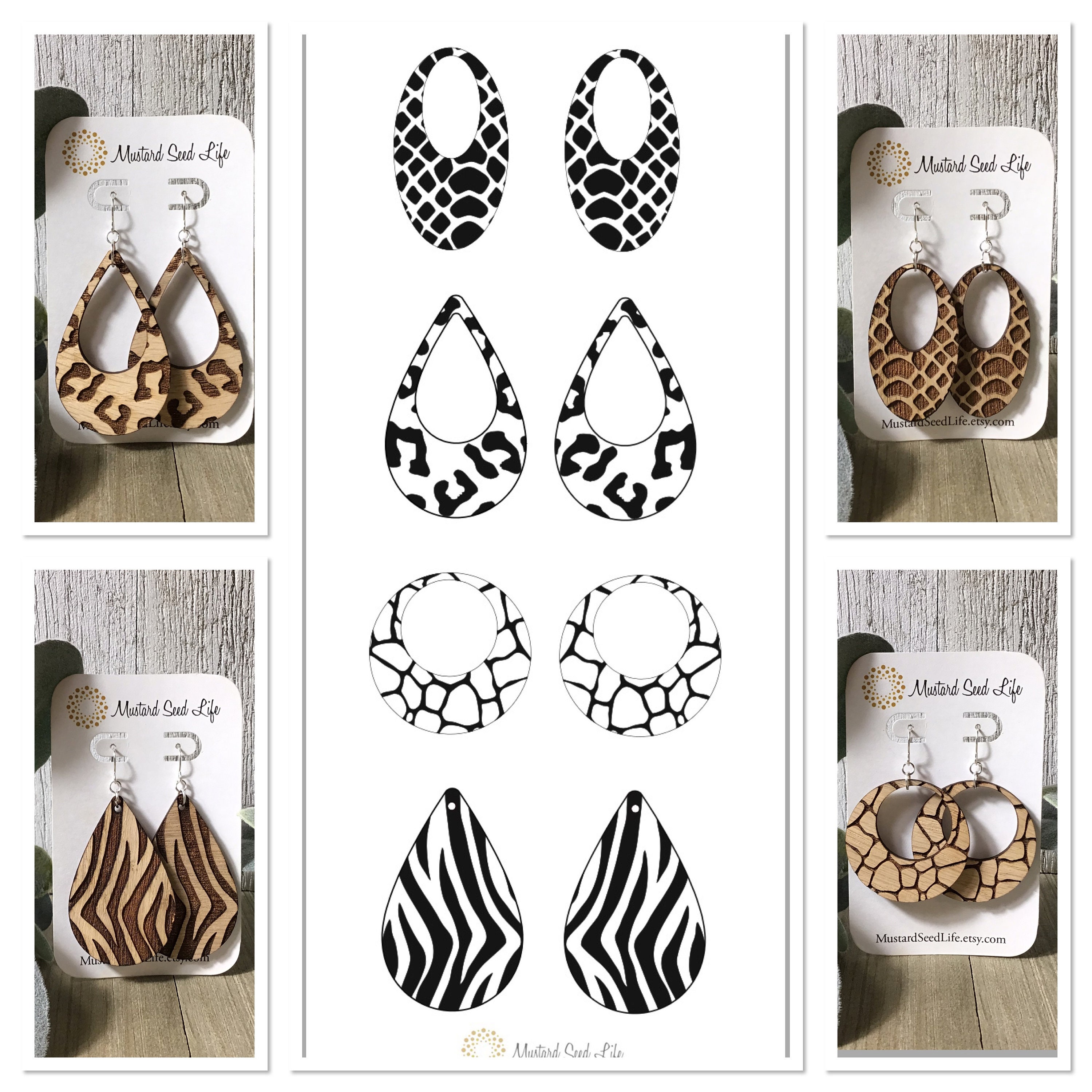 Wood Earring SVG/ Laser Earring SVG/ Animal Print Earring Etsy