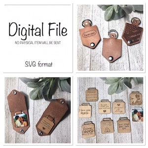 Leather Keychain SVG/Keychain with Tab/Customizable Keychain SVG/Opening Keychain/Leather Laser File/Leather Cuff Laser File/Glowforge File