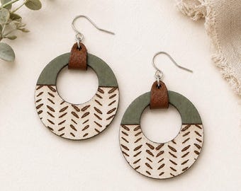Boho Round Earring SVG/ Laser Earring SVG/Wood Earring File/ Geometric Earring SVG/Glowforge File/ Abstract Earring Svg