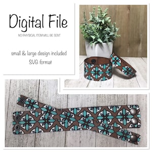Geometric Design Leather Cuff Bracelet/Abstract Pattern SVG/Boho Bracelet/Leather Laser File/Leather Cuff Cut File/Digital Download