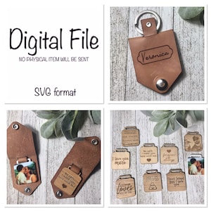 Leather Keychain SVG/Keychain with Tab/Customizable Keychain SVG/Opening Keychain/Leather Laser File/Leather Cuff Laser File/Glowforge File