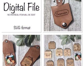 Leather Keychain SVG/Keychain with Tab/Customizable Keychain SVG/Opening Keychain/Leather Laser File/Leather Cuff Laser File/Glowforge File