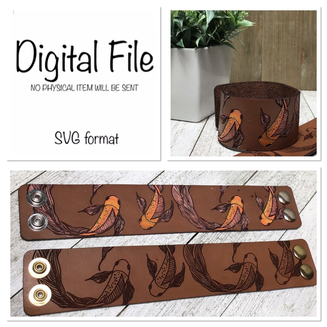 Koi Fish Leather Cuff Bracelet Svg/koi Bracelet/koi Fish Svg/leather