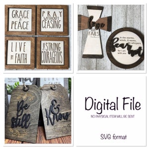 Religous Tiered Tray SVG/Religious Laser SVG/Cross, bible verse file/Religious Mantle Decor/Bible Shelf Decor File/Glowforge Svg