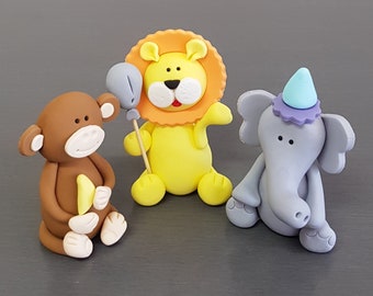 Jungle / Safari Animal Cake Toppers, Animal cake decorations, Monkey cake topper, Elephant cake figurine topper, Lion cake topper