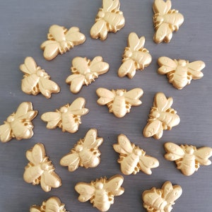 6 x Gold Bee Cupcake and Cake Toppers, golden bee food Decorations