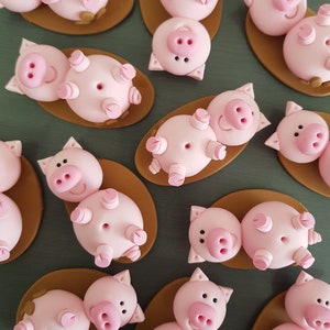 1 x Schwein im Schlamm Kuchen und Cupcake Topper, Fondant Schwein im Schlamm Cupcake Dekoration