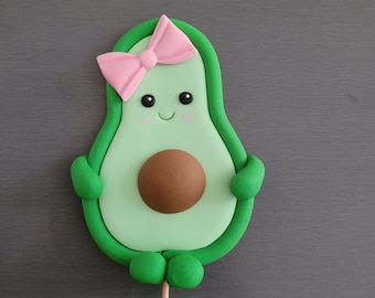 1 x Avocado Cake Topper, Avocado cake decorations, Fondant icing avo topper