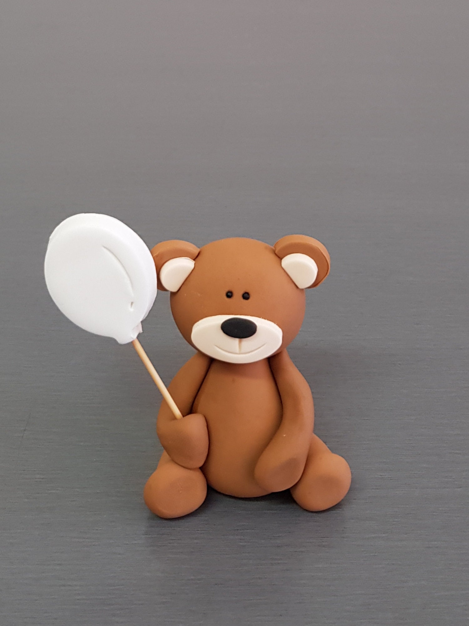1 X Teddy Bear W.balloon Cake Topper Fondant Teddy Bear Cake Etsy