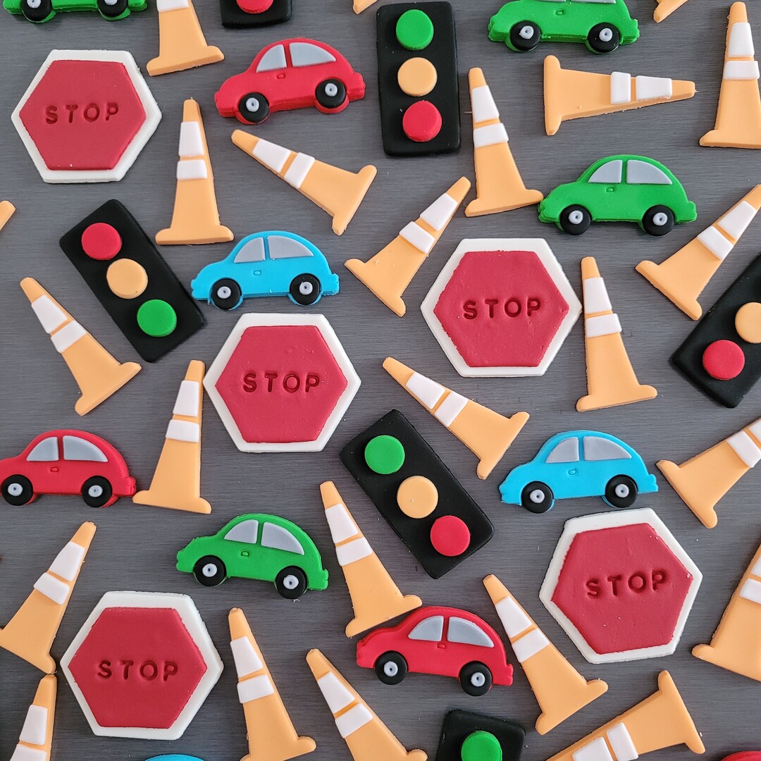 Transport Topper, Car Cupcake Toppers, Fondant Road Sign Decorations - Etsy