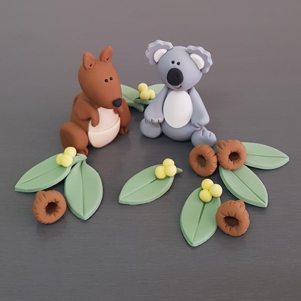Décorations de gâteau Australiana, décoration de gâteau fondant australienne, décoration de koala, décoration de kangourou