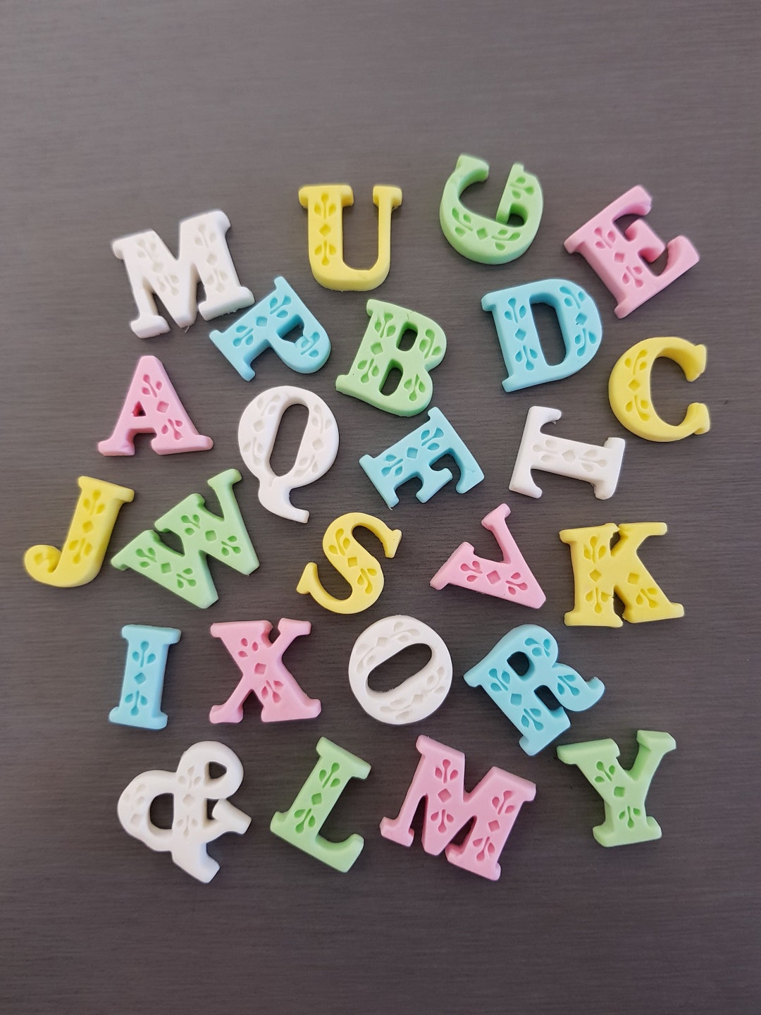 Alphabet Toppers with Embossing, Letter Cake Toppers, Alphabet Cake ...