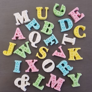 Alphabet toppers (with embossing), Letter cake toppers, Alphabet cake decorations