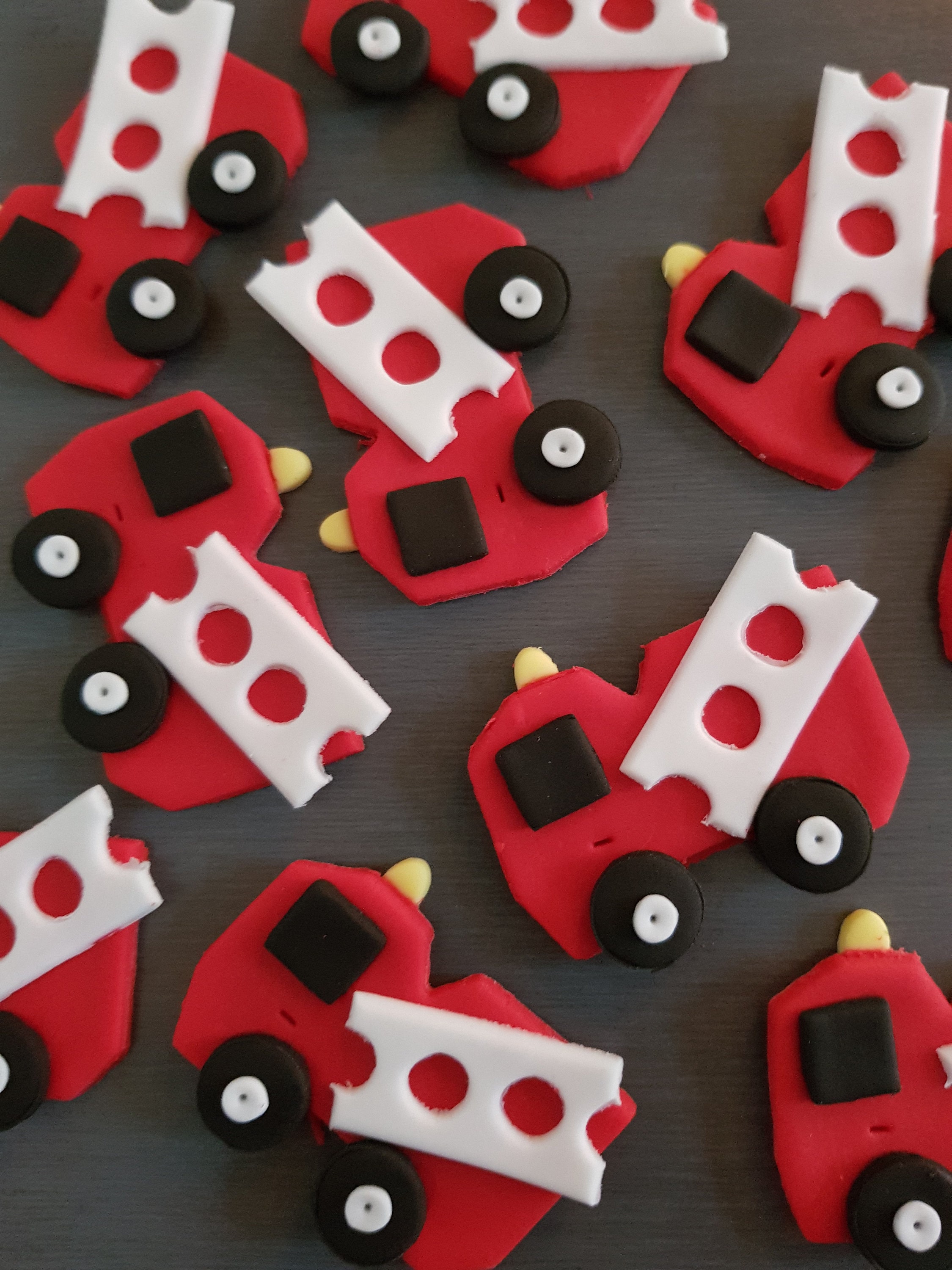 6 x Fire Engine Cupcake Toppers Fondant Fire Truck cupcake Etsy