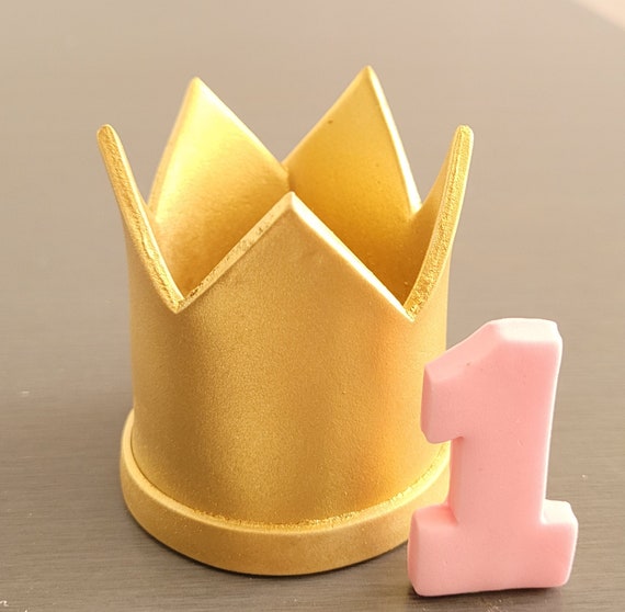 1 X Gold Crown Cake Topper excludes Number, Fondant Prince or Princess  Crown Cake Decoration, 