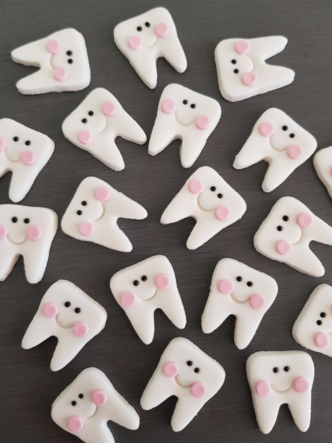 6 X Teeth Cupcake Toppers Fondant Icing Teeth Cake Etsy