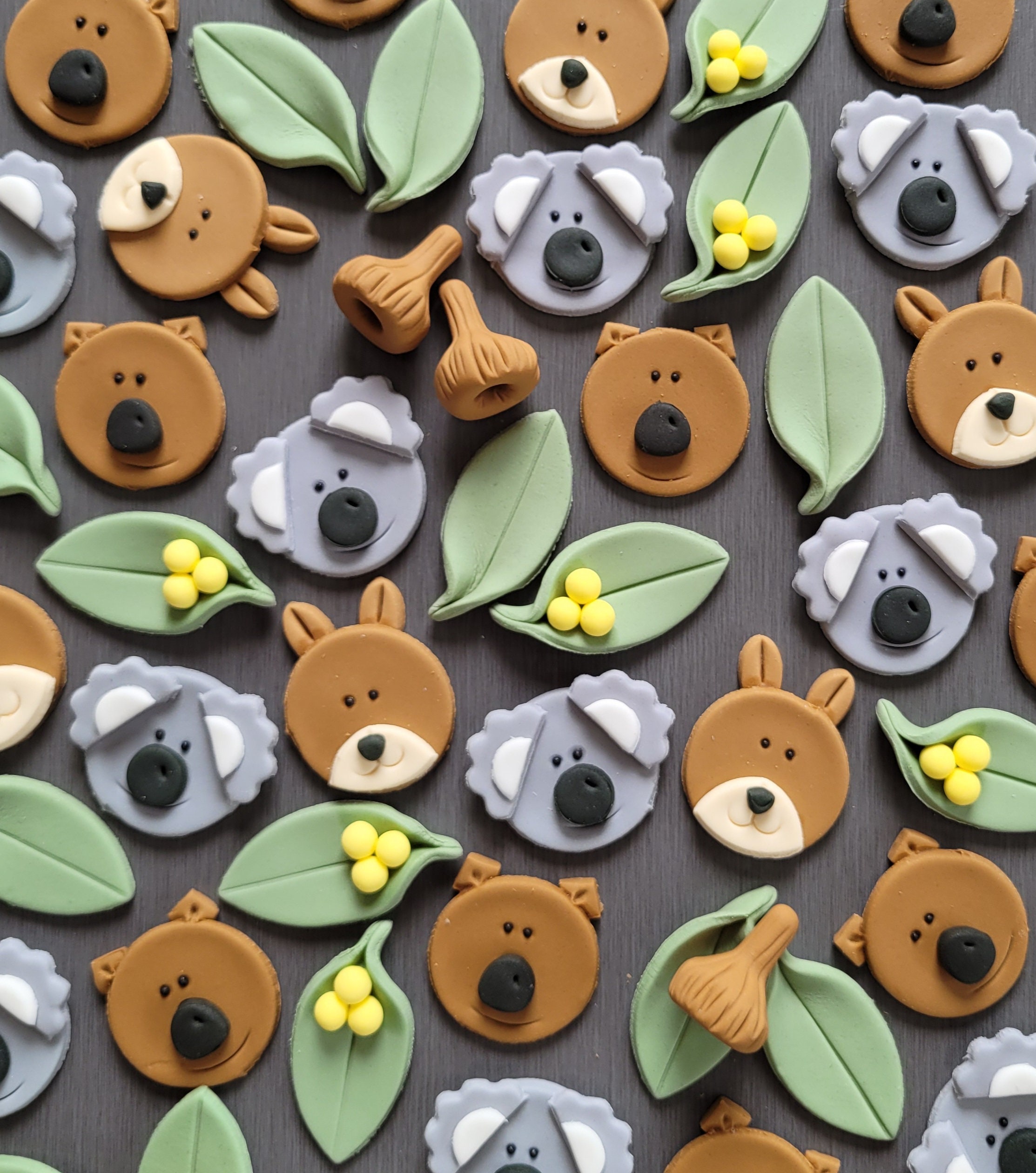 Australiana (MINI size) Animal Cupcake Toppers, Australia, Koala, Kangaroo, native Animal Cupcake decorations, Wombat toppers