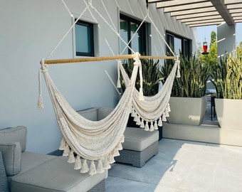 Columpio Hammock Swing Chair. Boutique Hotel Luxury Hammock. Unique Design Mexican Made. High Quality Cotton. Bedroom, Patio, Porch or Tree