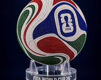 Handmade Huichol Soccer Ball | Mexican Folk Art Sculpture | Custom Football Gift | Wixárika Bead Art | World Cup 2026 Decor