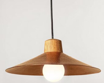 Charanda Handmade Mexican Hammered Copper Pendant Lamp, 14x4 Rustic Hanging Light, Boho Farmhouse Ceiling Light, Bedroom Kitchen Accent