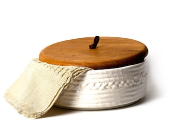 Mook Tortilla Warmer - Authentic Mexican Ceramic and Wood Tortillero with Cotton Fabric Included. Beautiful Mexican Tortilla Holder