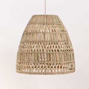Maruata Natural Reed Chuspata Authentic Mexican Handwoven Pendant Lamp 23x22 Inches. Woven Pendant Lamp. Lampshade. Handmade Ceiling Lamp.