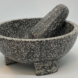 Marmolina Genuine Handcrafted Mexican Mortar and Pestle Set Made out of Marble-Stone. 7 inches Molcajete designed and handmade by Rolikka