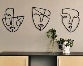 Kefi Silhouette Decorative Wall Art Wooden MDF Sculpture Authentic Mexican Face Shape Black. 3 Styles Handmade Fashion Mexican Decor.