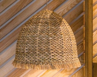 Tarasca Natural Reed Chuspata Authentic Mexican Handwoven Pendant Lamp 20x16 Inches. Woven Pendant Lamp. Lampshade. Handmade Ceiling Light.