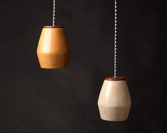 Nahual Burnished Clay Handmade Pendant Lamp Made in Mexico. 5 x 7 Inches. Bedroom Hanging Pendant Bedside Lamp. Accent Light.
