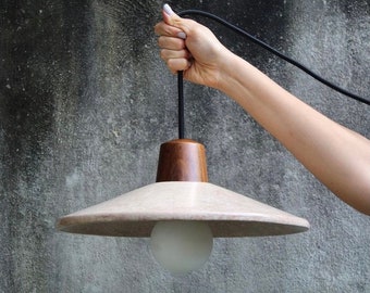 Arenal Burnished Clay Handmade Pendant Lamp Made in Mexico. 12 x 4 Inches. Bedroom Hanging Pendant Bedside Lamp. Accent Lights.