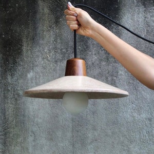 Arenal Burnished Clay Handmade Pendant Lamp Made in Mexico. 12 x 4 Inches. Bedroom Hanging Pendant Bedside Lamp. Accent Lights.