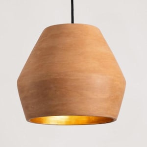 Mestiza Burnished Clay Handcrafted Pendant Lamp Made in Mexico. 10 x 11 Inches. Bedroom Dining Room Hanging Bedside Lamp. Accent Lights.
