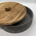 Stone & Wood Tortillero - Tortilla Warmer Authentic Mexican Black Stone with Wooden Lid Tortilla Holder.  Modern Tortillero. Unique Design. 