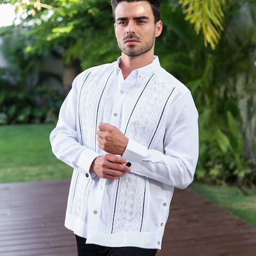 spanish dress shirts for men Mia Men's Authentic Guayabera. Traditional Mexican Guayabera Shirt. 100% Linen. Armando Manzanero Collection