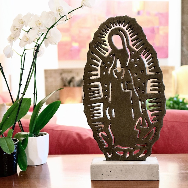 Virgen De Guadalupe Our Lady Of Guadalupe Aluminum Concrete Mexican Outdoor Indoor Home Decor Icon Religious Gift Blessed Virgin Catholic