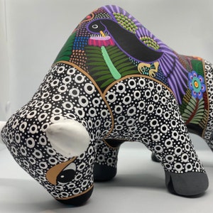 Hand-Painted Mexican Huichol Bull. Mexican Decor. Handmade and Hand-painted Clay Figure. Mexican Folk Art. Handcrafted in Mexico. image 4