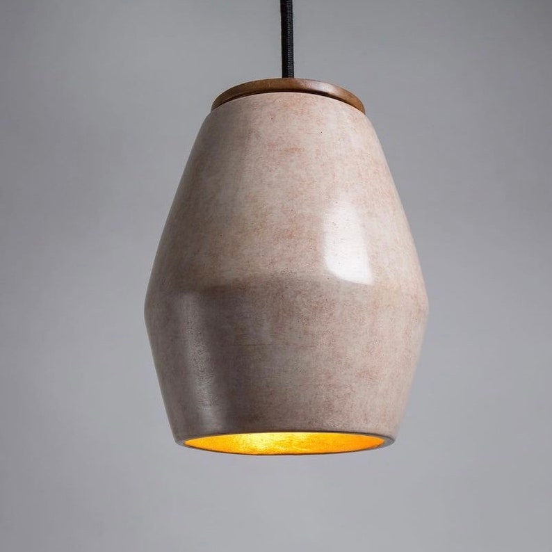 Nahual Burnished Clay Handmade Pendant Lamp Made in Mexico. 5 x 7 Inches. Bedroom Hanging Pendant Bedside Lamp. Accent Light. image 2