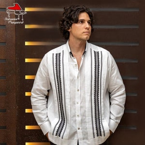 Adoro Men’s Authentic Guayabera. Traditional Mexican Guayabera Shirt. 100% Linen. Armando Manzanero Collection