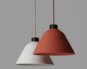 Concrete Ovilia 9"x6.3" Handmade Pendant Lamp Made in Mexico Bedroom Kitchen Hanging Pendant Accent Ceiling Light Minimalist Home Decor