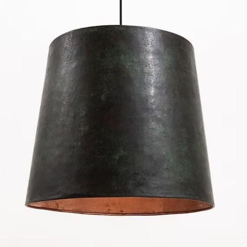 Palta Authentic Mexican Hammered Copper Lamp. Handmade lighting. Oxidized Copper Ceiling Light. Home Decor Hanging Lamp. Pendant Light. image 1