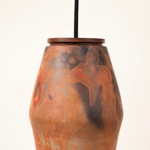 Nahual Burnished Clay Handmade Pendant Lamp Made in Mexico. 5 x 7 Inches. Bedroom Hanging Pendant Bedside Lamp. Accent Light. image 6