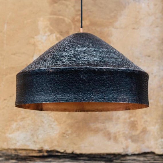 Ocampo Hammered Copper Pendant Light, Mexican Copper Ceiling Light, Handmade Hanging Lamp, Kitchen Island Lighting, Rustic Dome Light