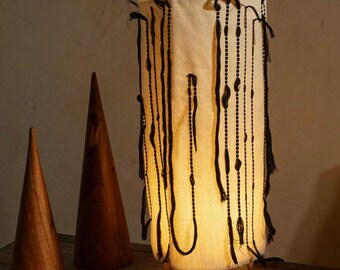 Pinera Wood and Fabric Table Lamp Made in Mexico. 7x12 8x20 12x33 inches. Bedroom Office Studio Floor Lamp. Pedal Loom Weaving Accent Lights