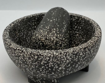 Marmolina Genuine Handcrafted Mexican Cute Personal Mortar & Pestle Set Made out of Marble-Stone. 3 inches Molcajete handmade by Rolikka